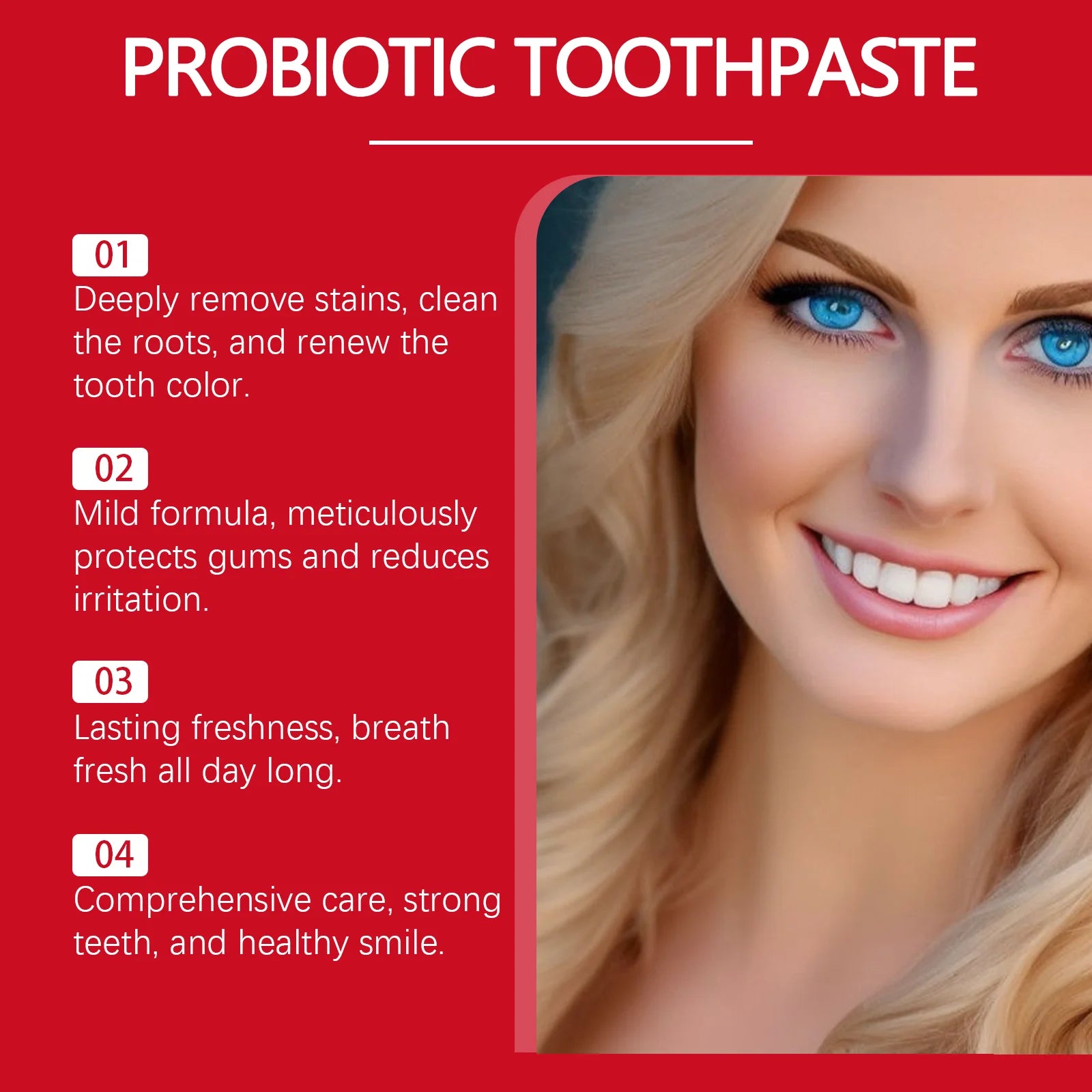 Tidesmit Sp-8 Probiotic Toothpaste for deep cleaning, teeth whitening, and fresh mint breath oral hygiene.