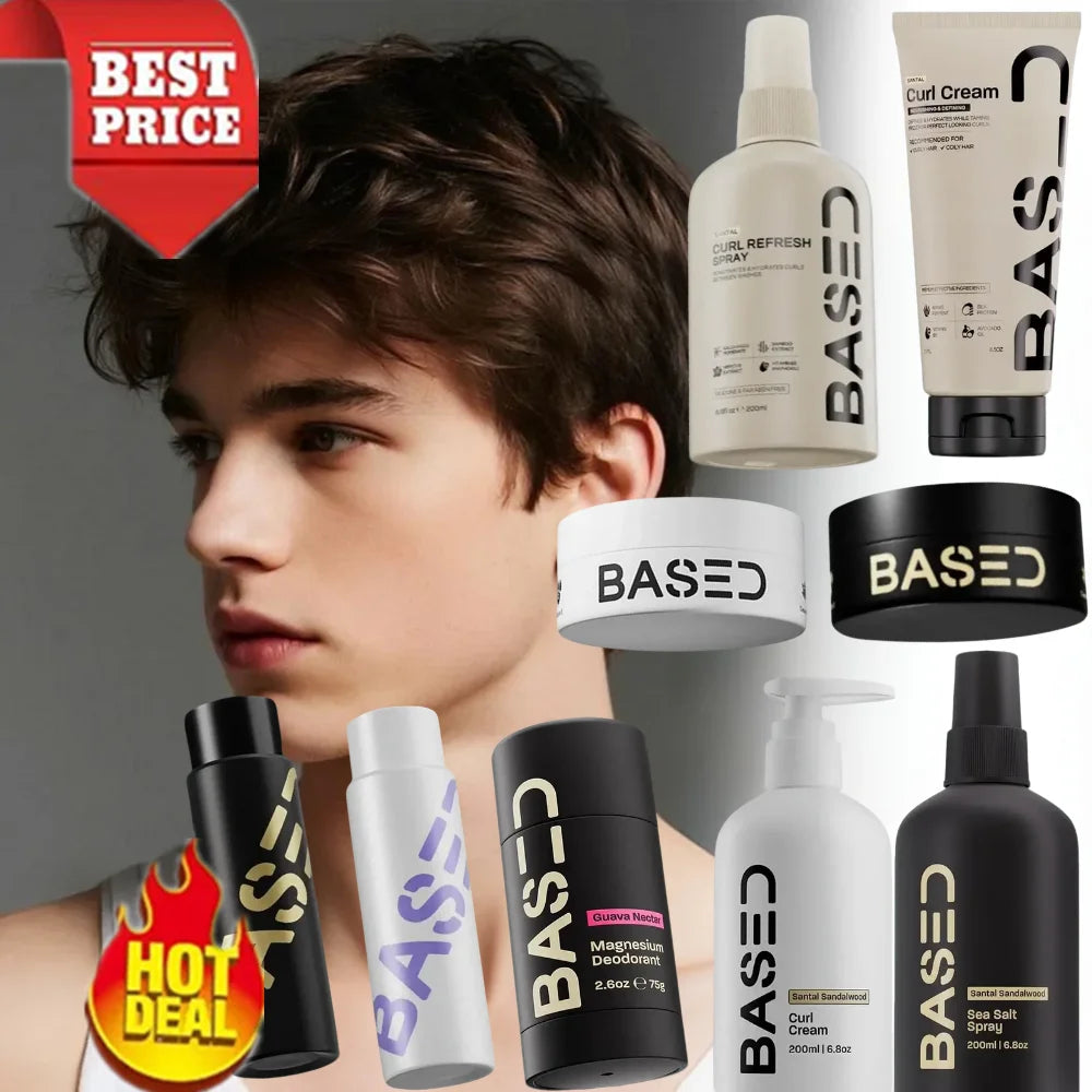 BASDE Sea Salt Hair Care Shampoo Conditioner Hair Wax For Men Strong Hold Hair Styling Instant Shaping Long-Lasting Natural