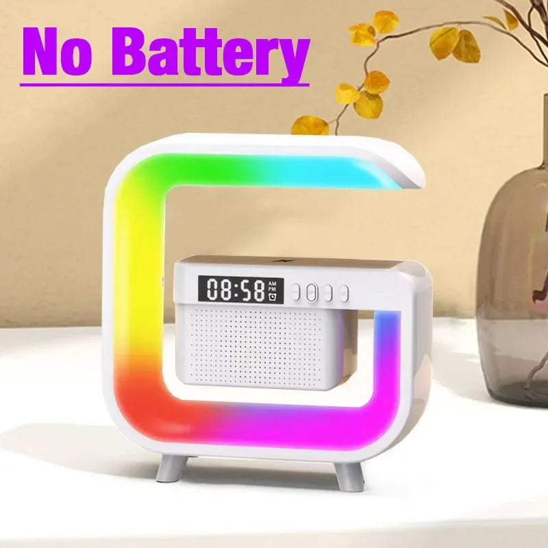 Portable Bluetooth Speaker with RGB Light, Wireless Charging & FM Radio White No Battery Tidesmit