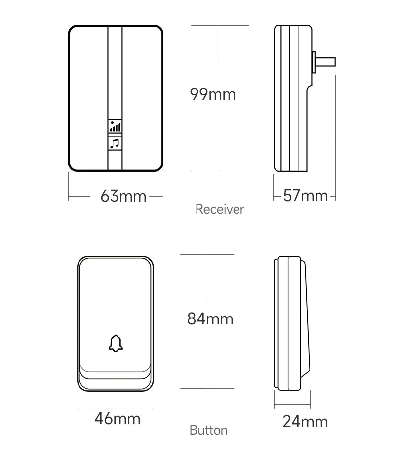 K33 Wireless Doorbell Waterproof Self-powered Button Smart Door Bell Sets Home Welcome Outdoor House Chimes  Receiver