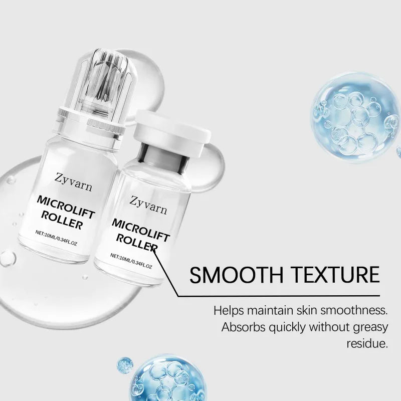 Zyvarn Microlift Roller 0.25mm home micro infusion serum kit for radiant, smooth skin in glass bottles.