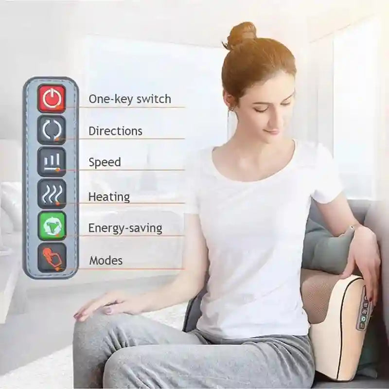 Back Neck Massager with Infrared Heat - Portable Deep Tissue Kneading Relaxation Treatment Tidesmit