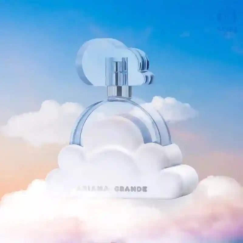 Ariana Grande Cloud Eau de Toilette 100ml: Women’s white cloud-shaped bottle, long-lasting sweet floral perfume scent.