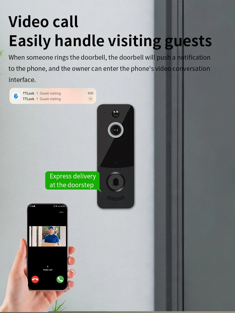 2.4G WIFI Video Doorbell 1080P TTLOCK Outdoor Security Protection Wireless infrared night vision Intercom Camera Ringing Bell