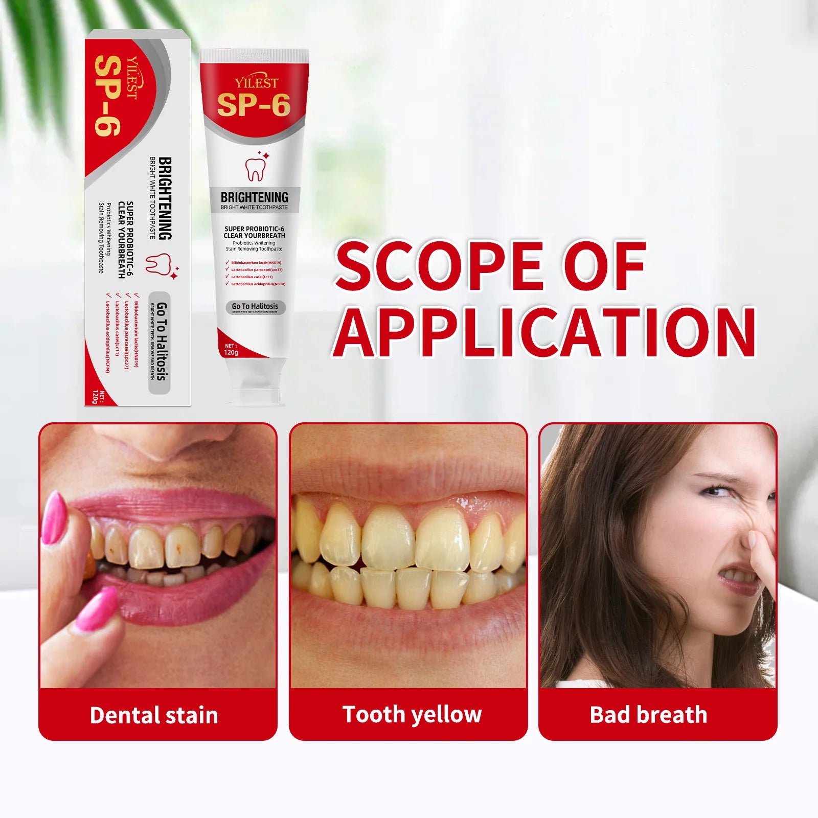 Tidesmit SP-6 Probiotic Whitening Toothpaste 120g for plaque removal and fresh breath oral hygiene care