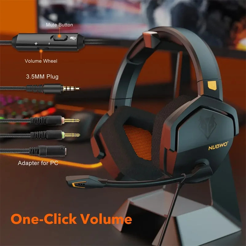 Gaming Headset for PS5 Xbox PC with Noise Canceling Mic - Over-Ear Comfort Tidesmit