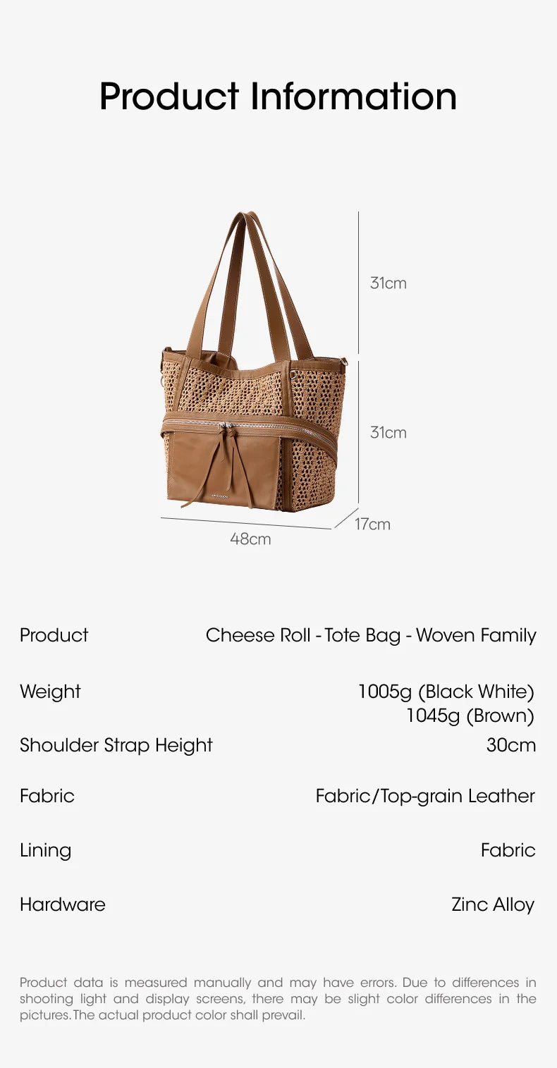 Amazing Song Original Design Cheese Roll Tote Bag Woven Family Shoulder Bag Fashion For Women