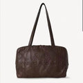 2025 autumn and winter new leather totem handmade bowling bag sheepskin shoulder bag high-quality sheepskin crossbody bag