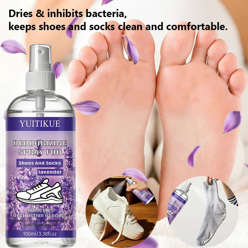 Tidesmit YUITIKUE Lavender Shoe and Sock Deodorizing Spray, 100ml spray for odor decomposition and fresh scent.