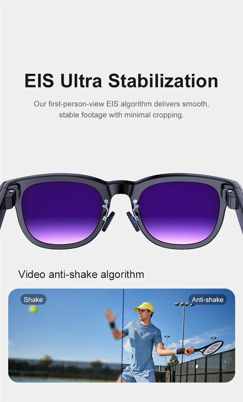 Smart Glasses with 8K Camera, Bluetooth Audio & 3-Lens Set Tidesmit