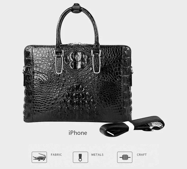 xipijiang new crocodile bag  business men  briefcase  men handbag  male  One-shoulder  Double zipper