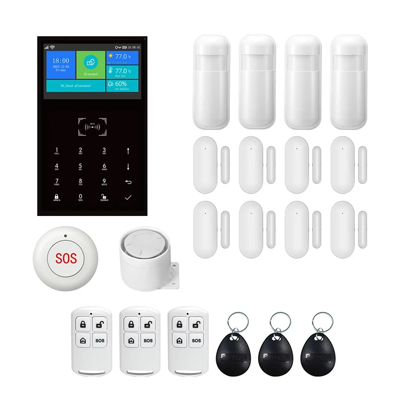 WiFi GSM Smart Home Alarm Security Kit - Tuya App Controlled System 2G GSM Kit E EU Plug Tidesmit