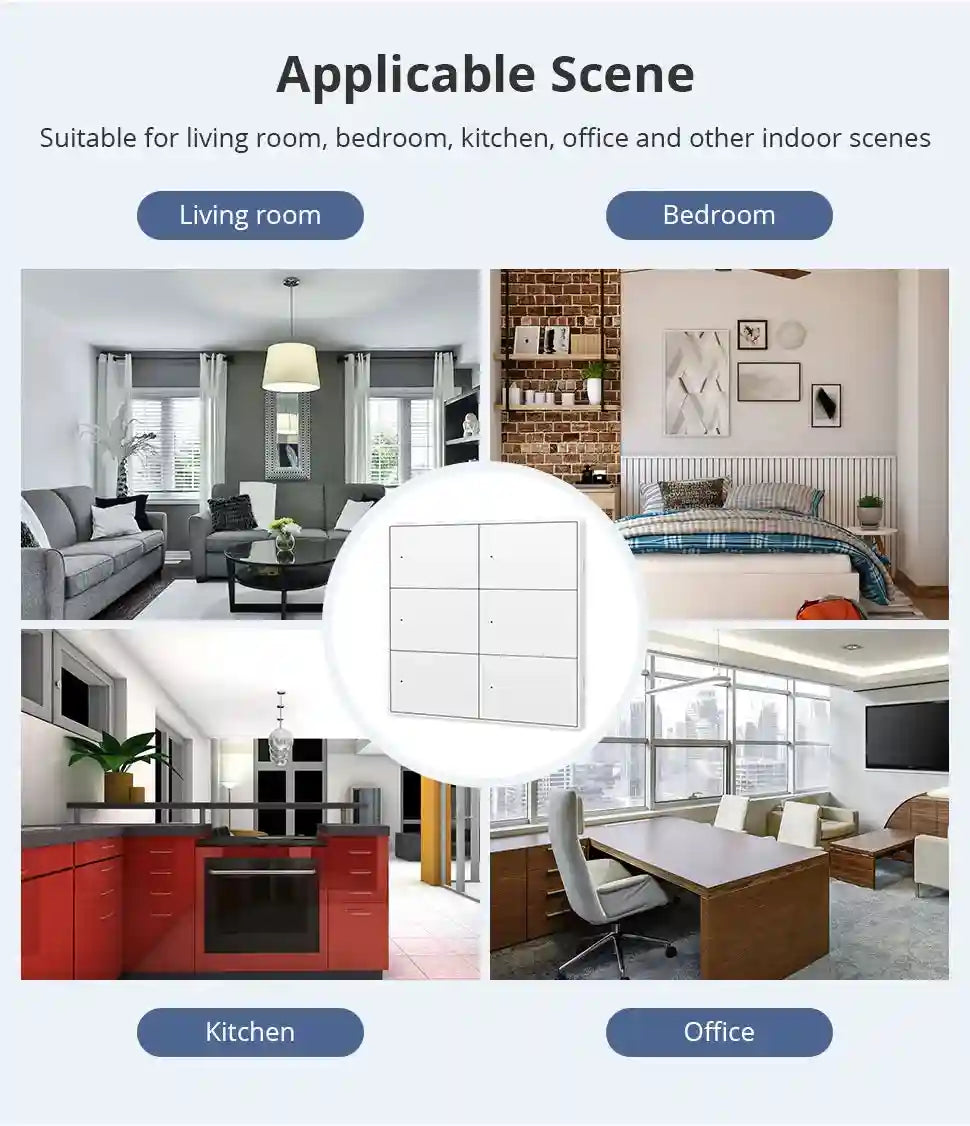 Matter Smart Wall Light Switch WiFi | 1-6 Gang Multi-Room Control Tidesmit