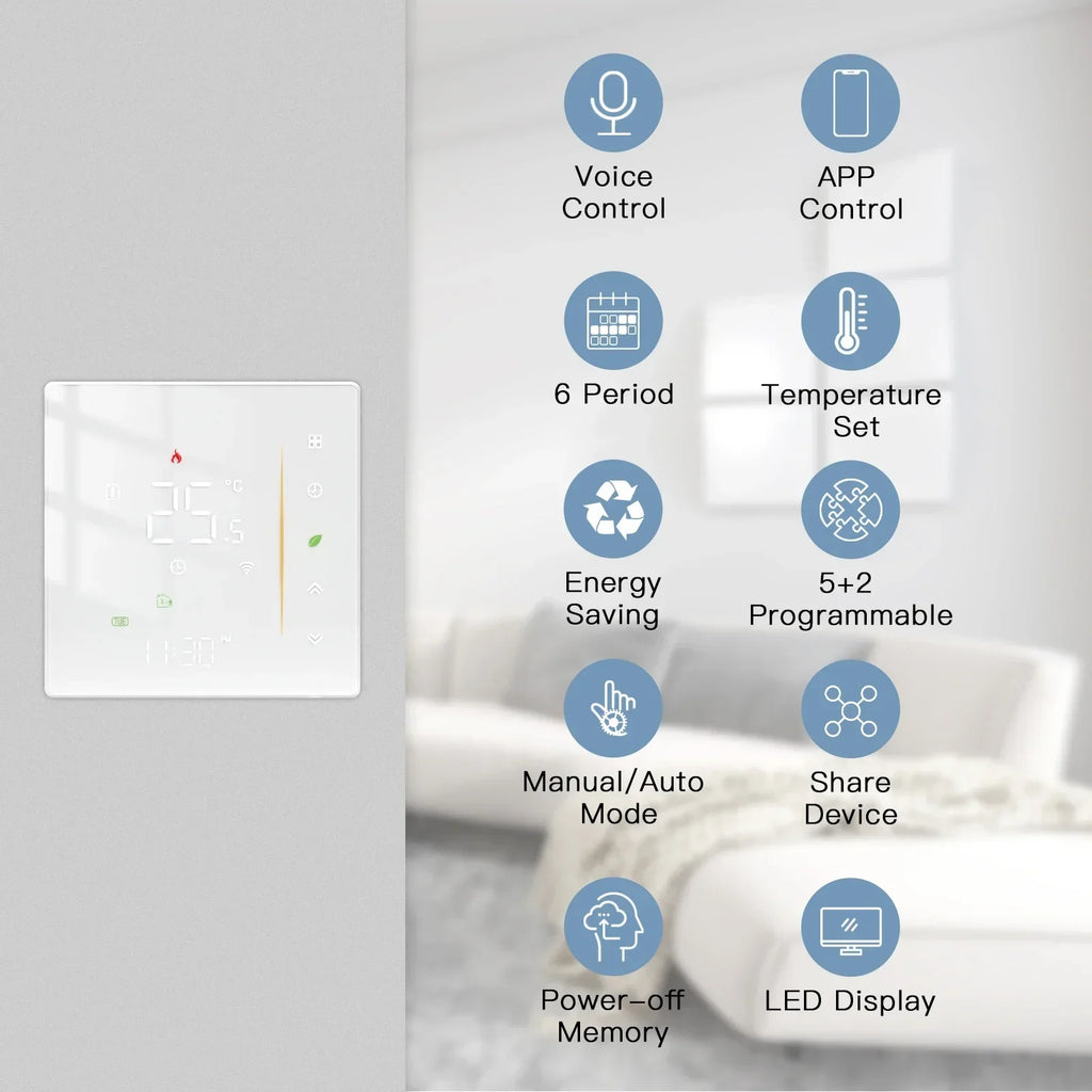 MOES Thermostat WiFi Wireless Room Temperature Controller of Water/Electric Floor Heating Gas Boiler Humidity Tuya Alexa Google