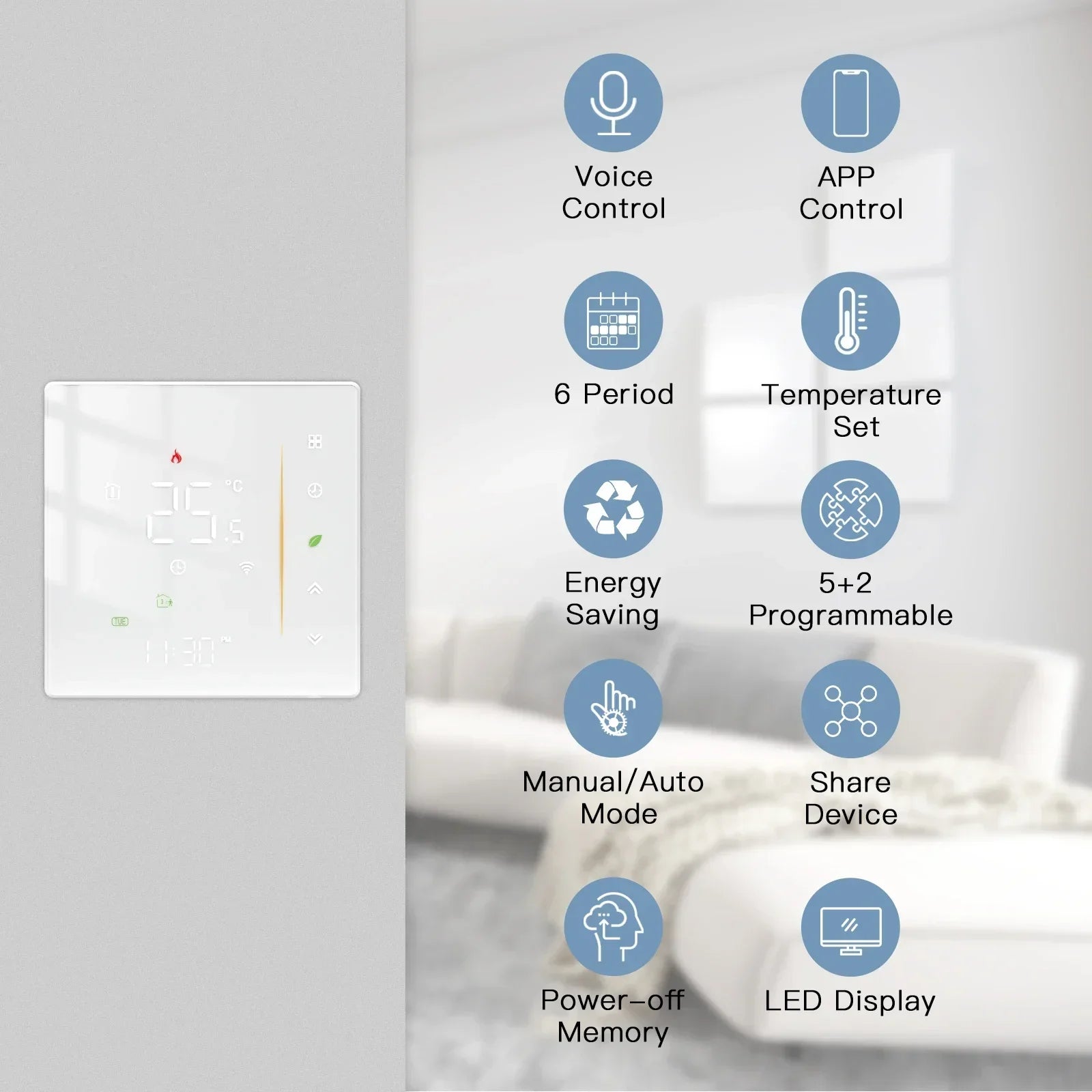 MOES Thermostat WiFi Wireless Room Temperature Controller of Water/Electric Floor Heating Gas Boiler Humidity Tuya Alexa Google