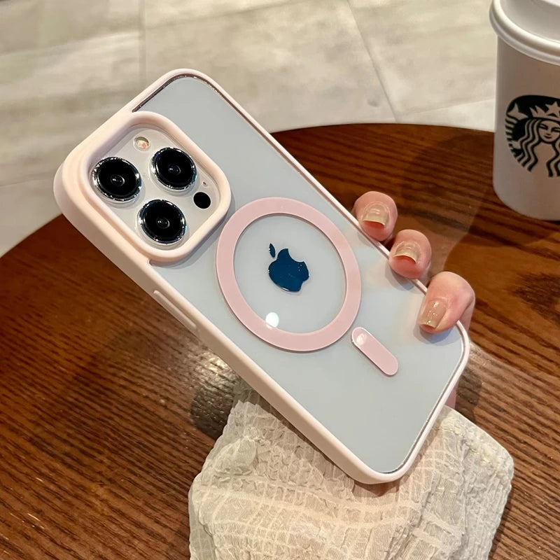 MagSafe Transparent Phone Case for iPhone 16 Pro - Shock-Absorbing Cover pink Tidesmit
