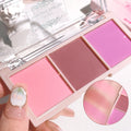 Tidesmit three-color matte blush palette for natural nude makeup look showing color swatches and texture detail