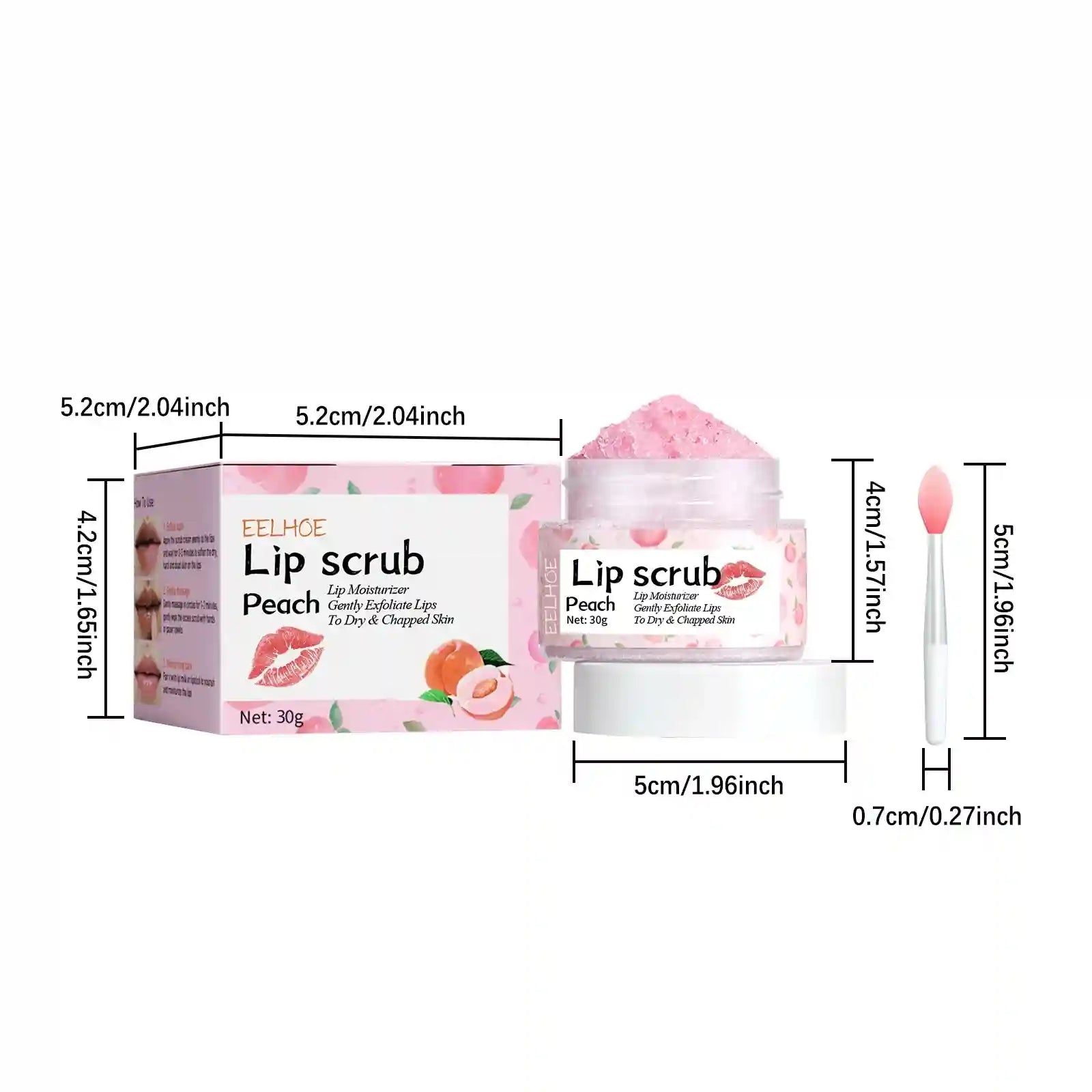 Peach Lip Scrub for Dry Cracked Lips - Exfoliating Lip Care Treatment Lip Care Tidesmit