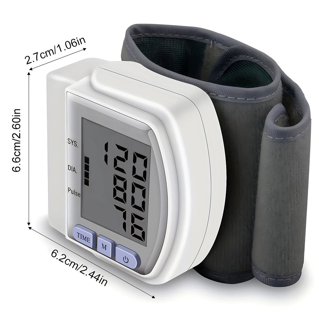 Portable Wrist Blood Pressure Monitor Automatic Digital Sphygmomanometer Detects Heart Rate Pulse BP Monitor