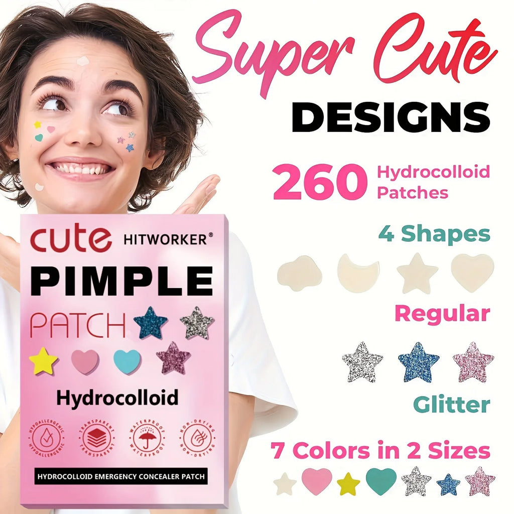 Hydrogel non irritating acne patch -260 pieces per box - alcohol free, used to absorb acne secretion, necessary for acne care