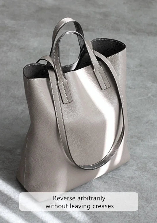 Women Luxury Genuine Leather Tote Soft Cowhide Handbag Two Sides Available Using Shoulder Bags Versatile And Durable