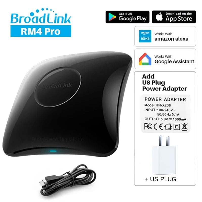 Broadlink RM4 Pro Smart Remote Control for WiFi IR and RF Appliances Add US Plug Tidesmit