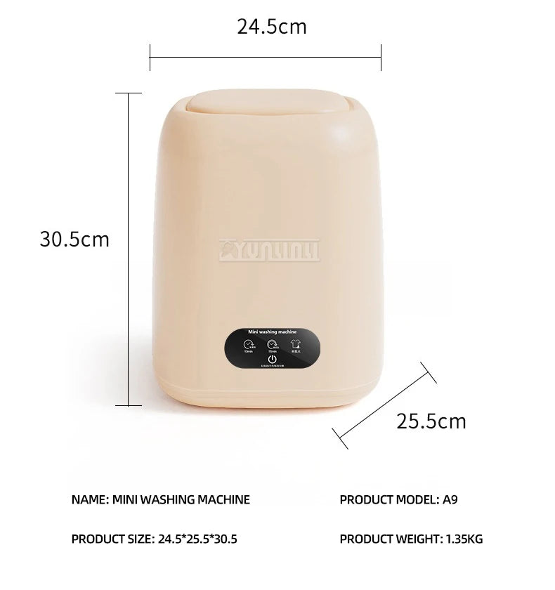 Tidesmit portable automatic mini washing machine for underpants, bras, and baby clothes, side angle view 16