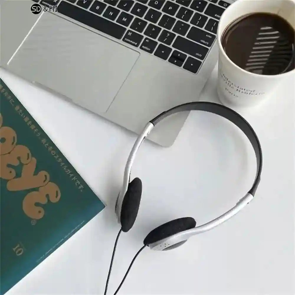 Retro Y2K Over-Ear Headphones – Wired Headset Black Tidesmit
