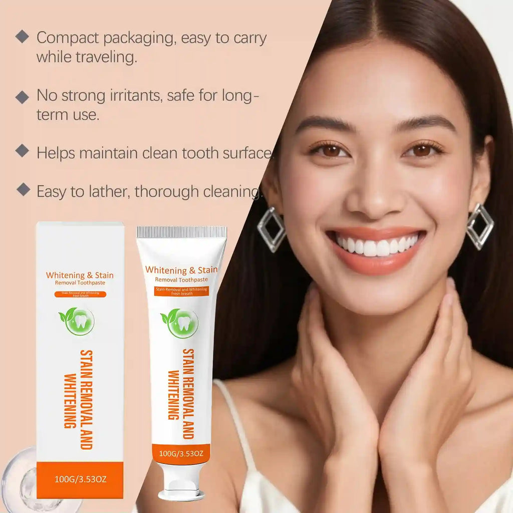 Tidesmit teeth whitening toothpaste for plaque removal, stain whitening, gum protection, and oral odor control.