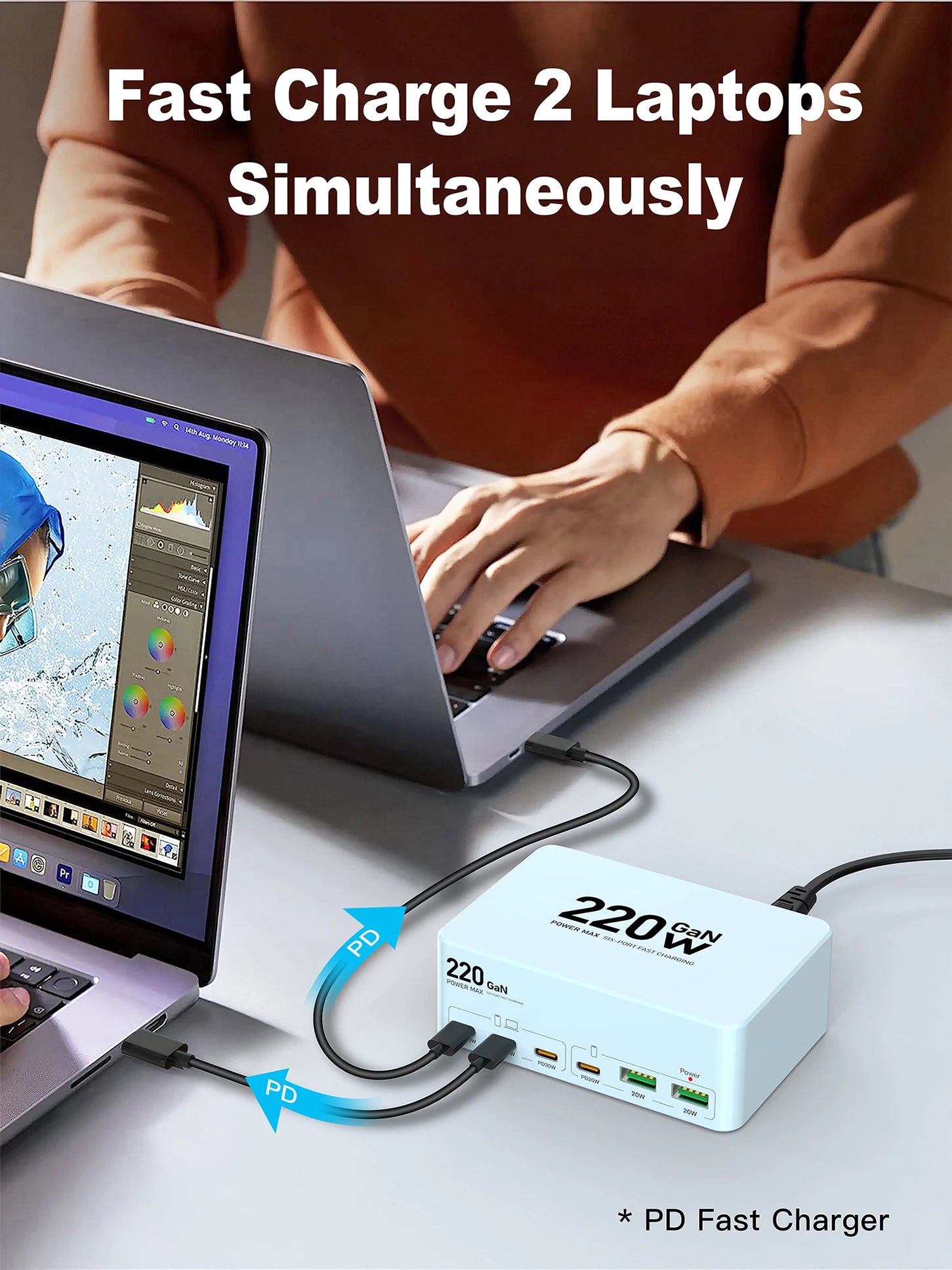 220W GaN USB-C Fast Charger Station for Multi-Device Charging Tidesmit