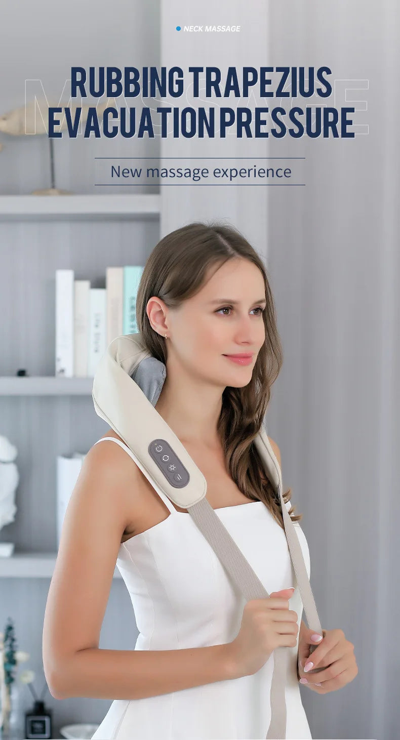 Electric Neck and Shoulder Massager - Cordless Deep Tissue Heat Therapy Body Shaping Massage Equipment Tidesmit