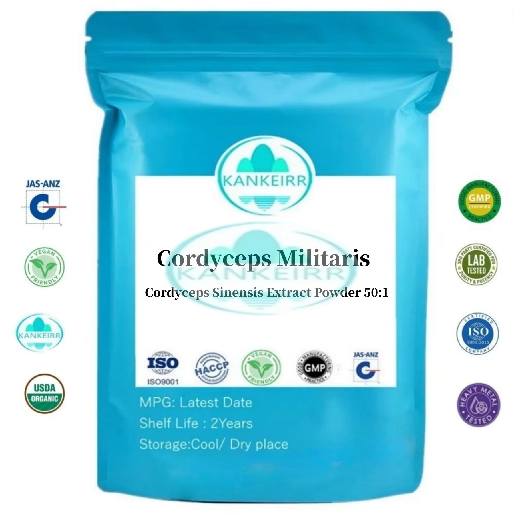 Customized Aluminum Foil Bag for Cordyceps Militaris Extract Powder 50:1,4-layer Bags Packing