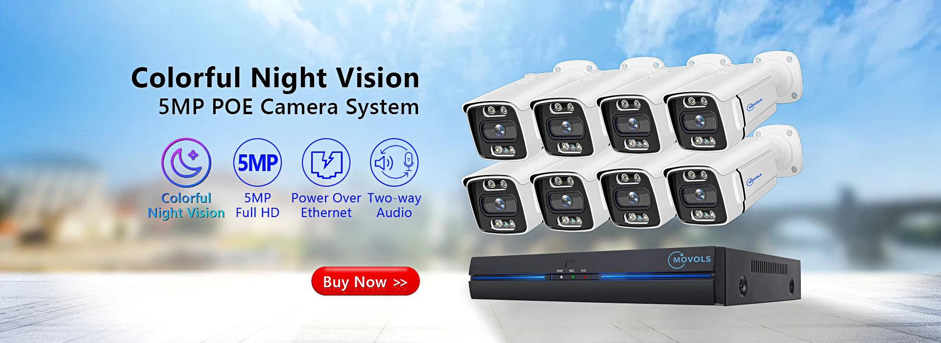Movols H.265 3MP 5MP Wireless CCTV System Two Way Audio Waterproof PTZ WIFI IP Security Camera 10CH NVR Video Surveillance Kit