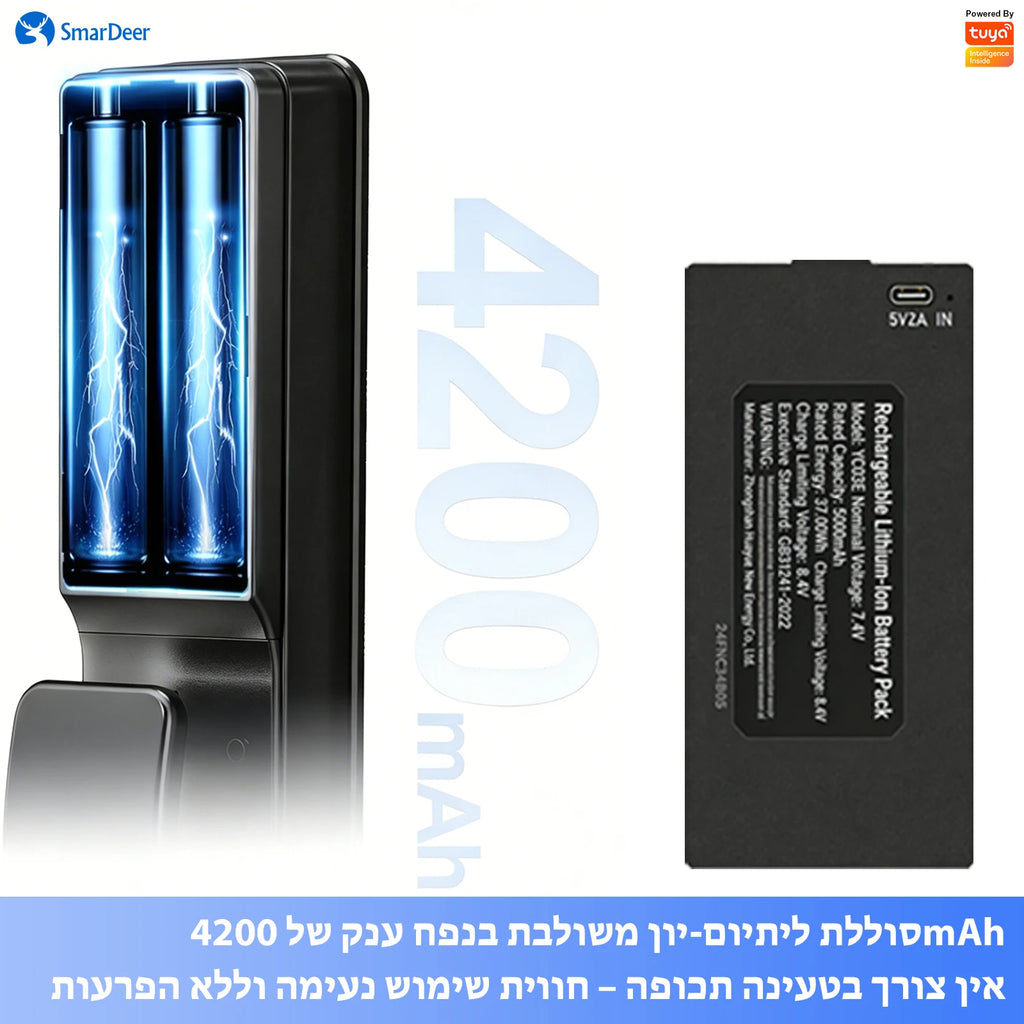 SmarDeer ﻿IS 6590 IP66 Waterproof Outdoor Smart Lock,Face & Palm Vein Recognition lock with Hebrew Menu,Tuya App Video Call