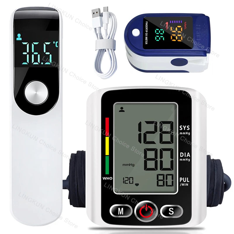 Blood Pressure Monitor Heart rate Meter Large Cuff Sphygmomanometer Health Care Portable Tonometer Digital LCD arm tensiometers