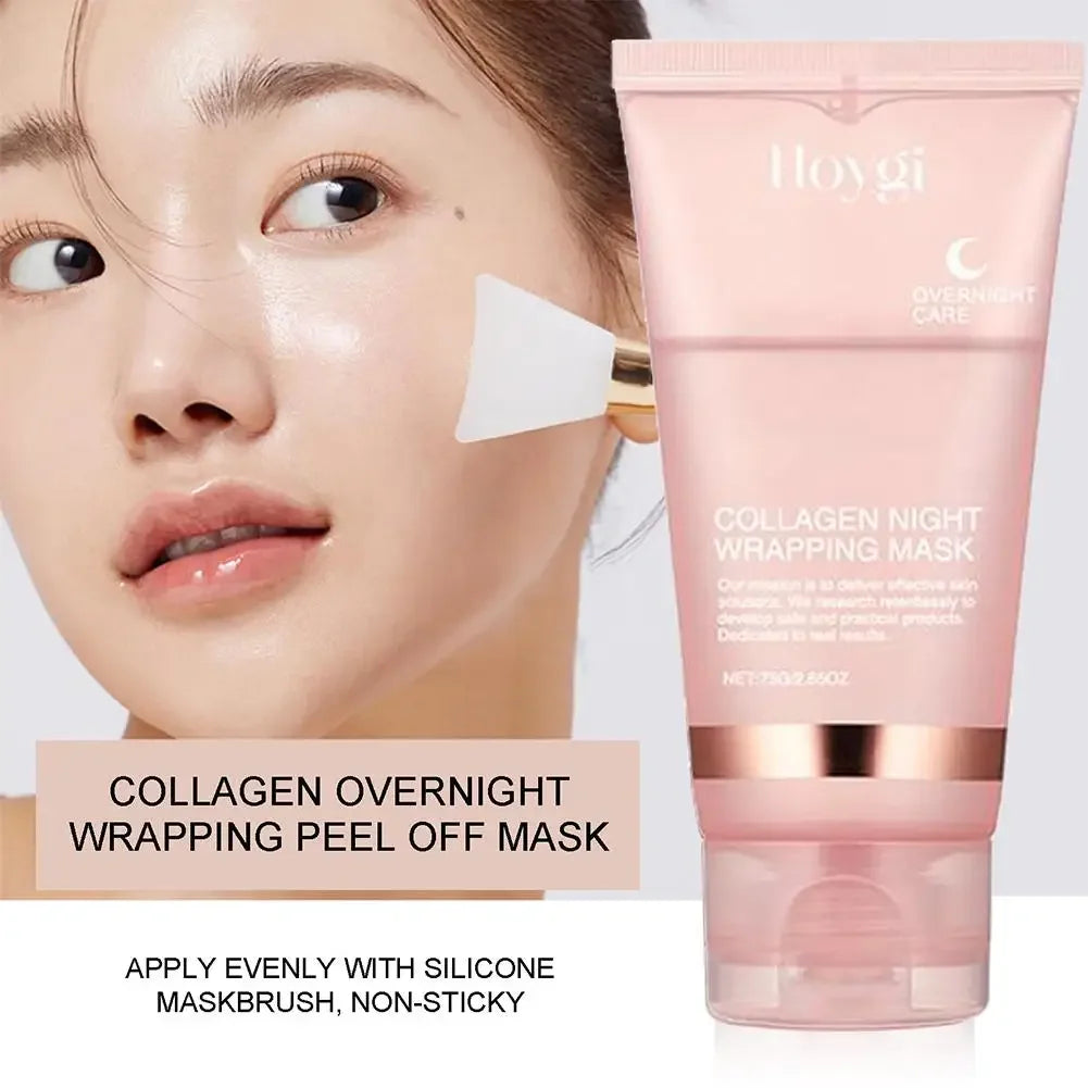 Tidesmit Collagen Overnight Wrapping Peel Off Facial Mask texture close-up for deep hydration and Korean night care