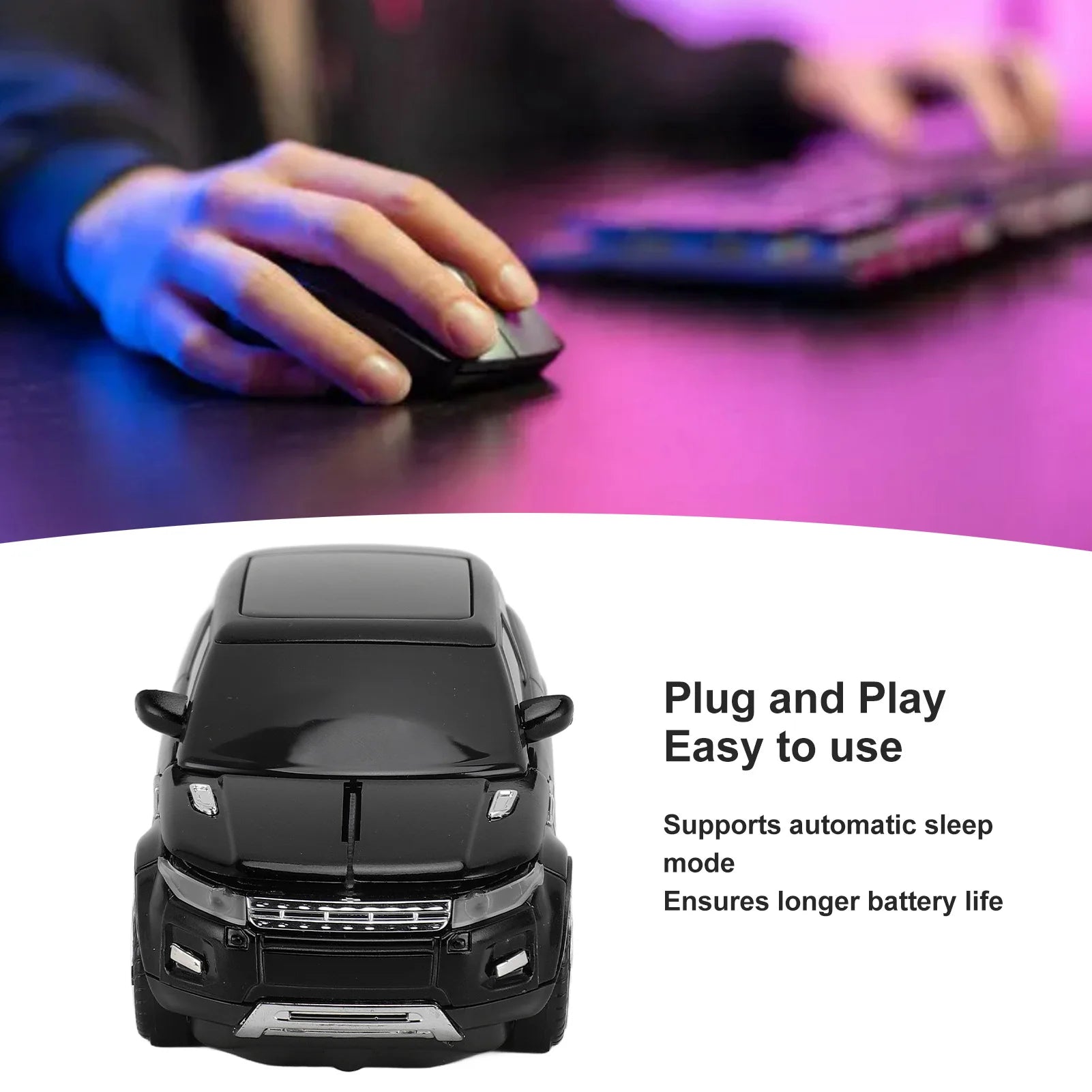Car Shape Wireless Gaming Mouse Mice 2.4GHz 1600 DPI Cool 3D Car Shape Computer Mouse with USB Receiver for Laptop