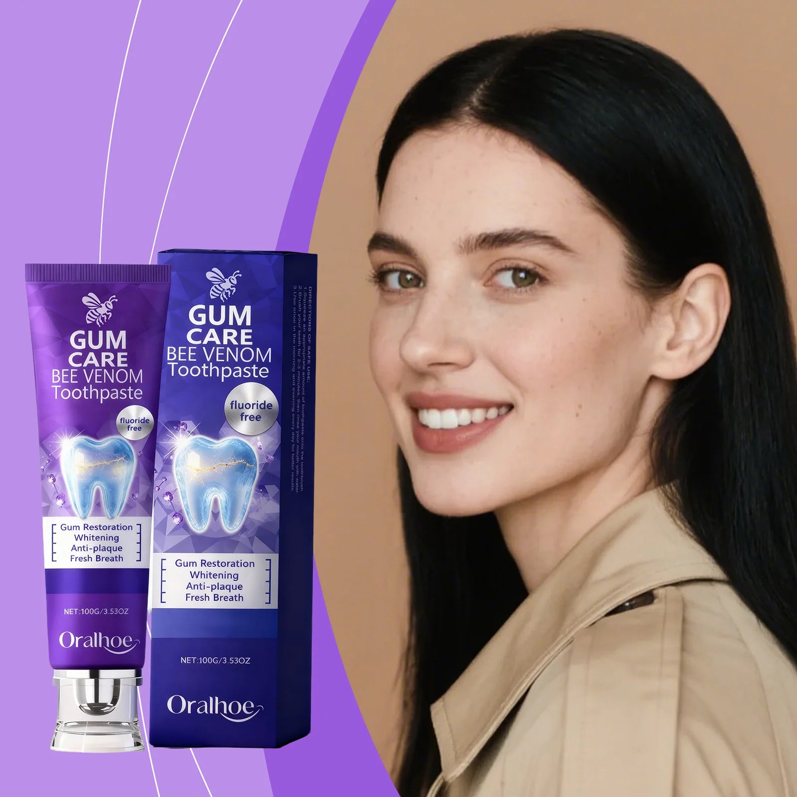 Tidesmit gum repair whitening toothpaste for plaque removal, stain cleaning, and fresh breath oral care.