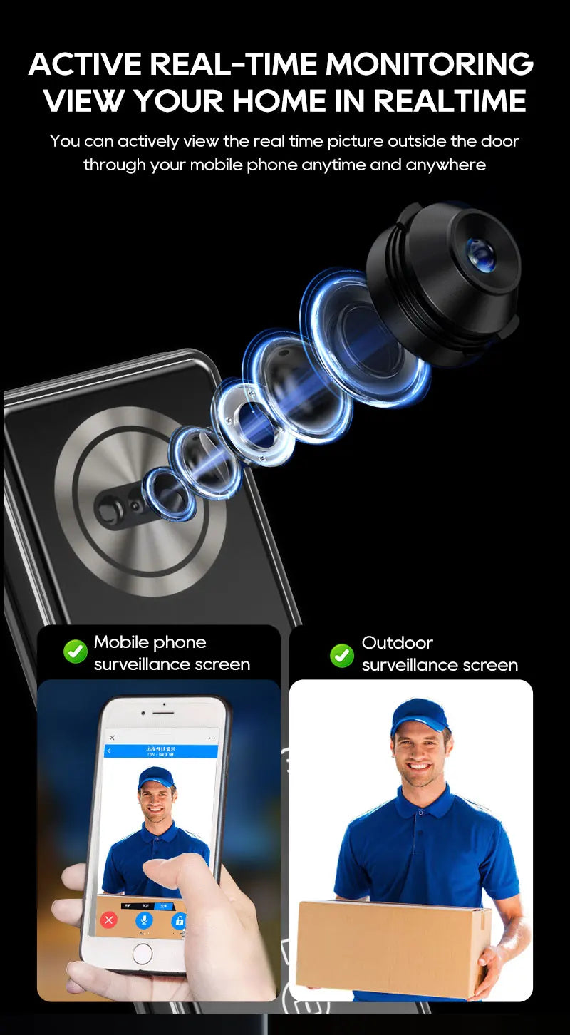 SANKESONG 3D Face Recognition Smart Door Lock,Palm Vein Recognition Video Smart Lock with Camera,Build-in WiFi,APP Control