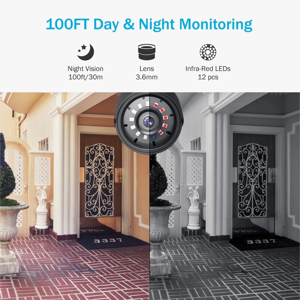 ANNKE 1080P Cameras 4-in-1 TVI Full Color Night vision Bullet Security Camera 2MP Clear IR CCTV Surveillance Security Camera