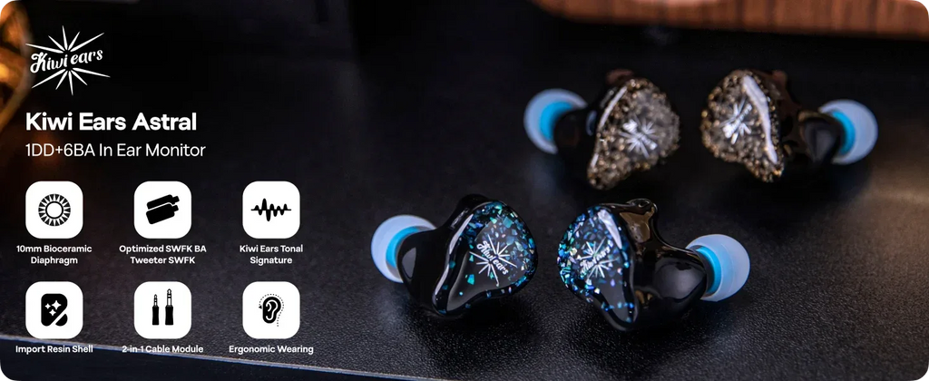 Kiwi Ears Astral 7-Driver Hybrid IEM Earphones by Tidesmit Tidesmit
