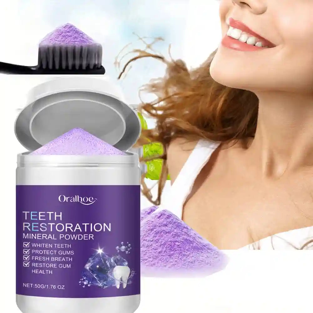 Tidesmit Teeth Restoration Mineral Powder for natural teeth whitening and enamel remineralization treatment.