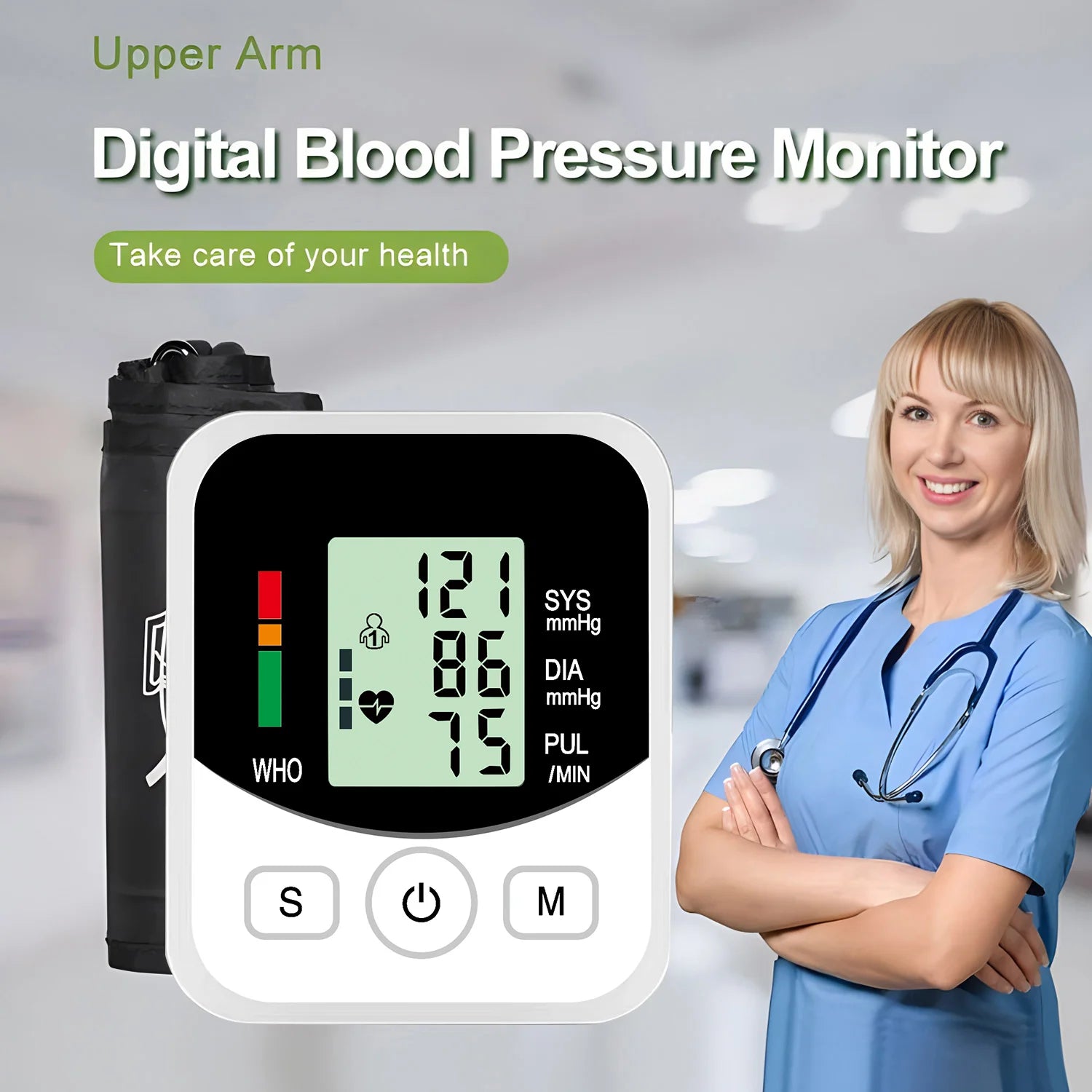 Medical Pulse BP Monitor Digitlal Tonometer Heart Rate Health Armband Automatic Blood Pressure Meter