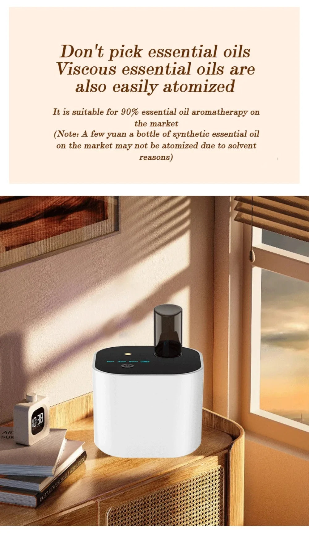 Waterless Portable Aroma Diffuser 3 Mist Modes Aromatherapy Diffuser for Essential Oils Scent Machine for Home Office Bedroom