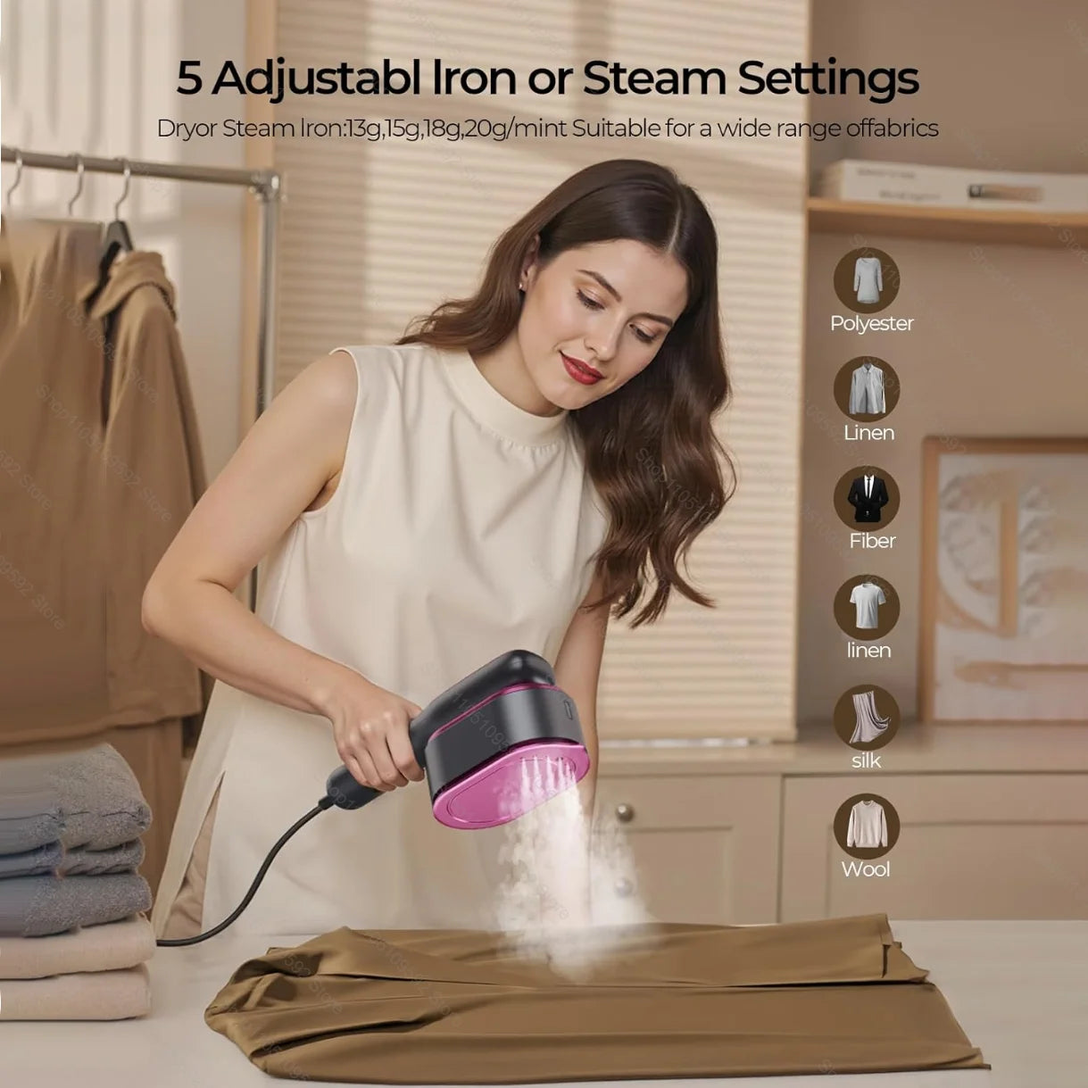 Tidesmit 1200W professional handheld garment steamer for fast clothes wrinkle removal and steam ironing at home