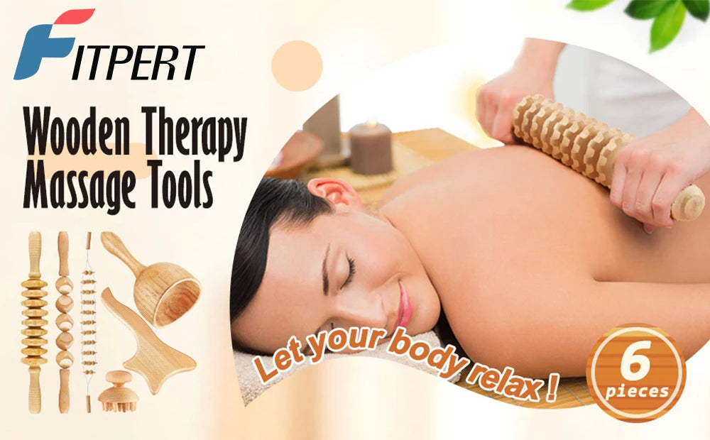Wood Therapy Massage Tool - 6-Piece Lymphatic Drainage Recovery Set Fascia Gun Tidesmit