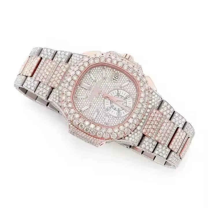 Wholesale Customized High Quality Iced Out Men's Mechanical Diver Watch Water Resistant with Moissanite & Diamond Tester
