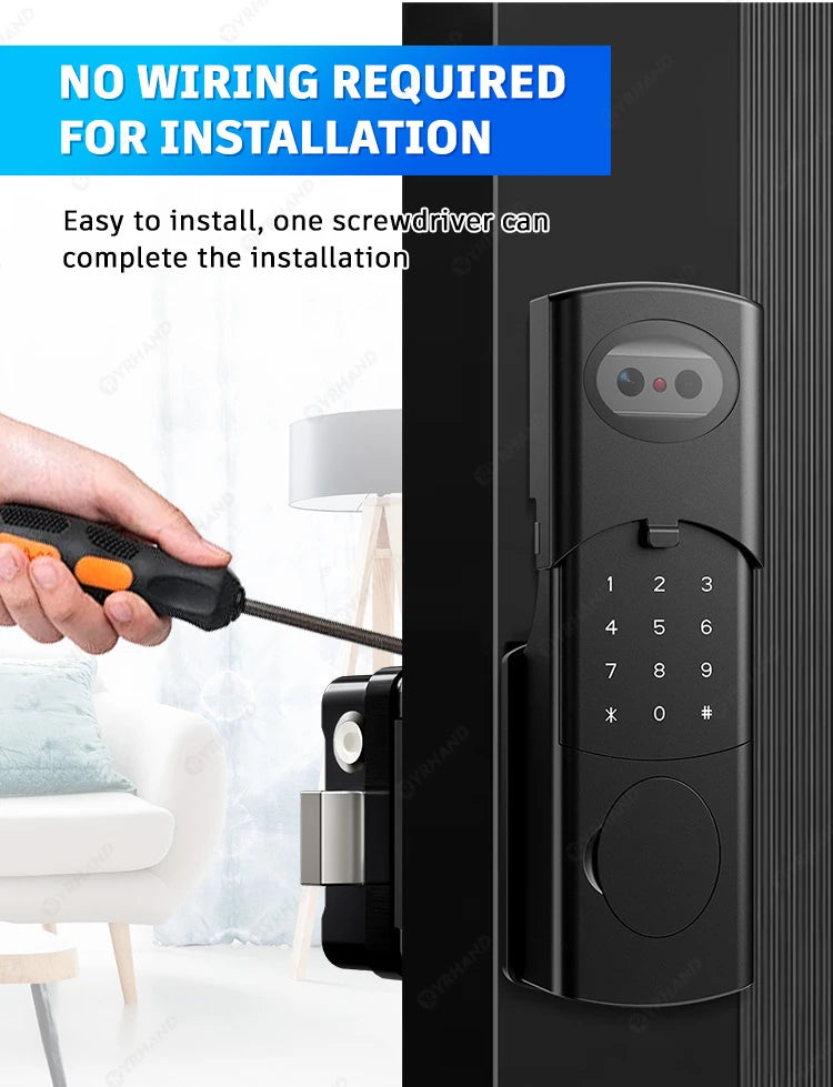 Tuya WiFi APP 3D Face Recognition Fingerprint Smart Lock Waterproof Gate Iron Door RFID Digital Face Recognition Lock For home