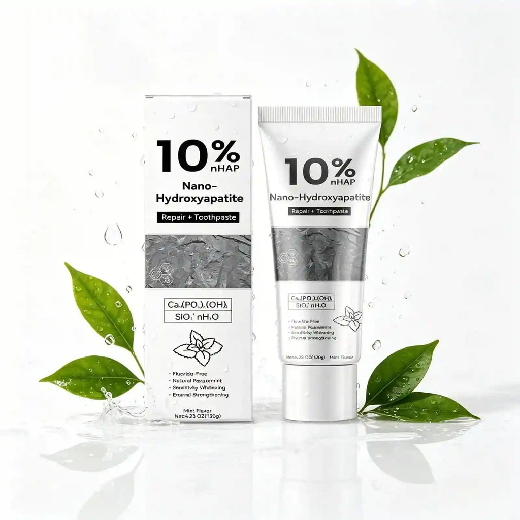 Tidesmit Nano Hydroxyapatite toothpaste tube for teeth whitening, tartar removal, and professional dental care.