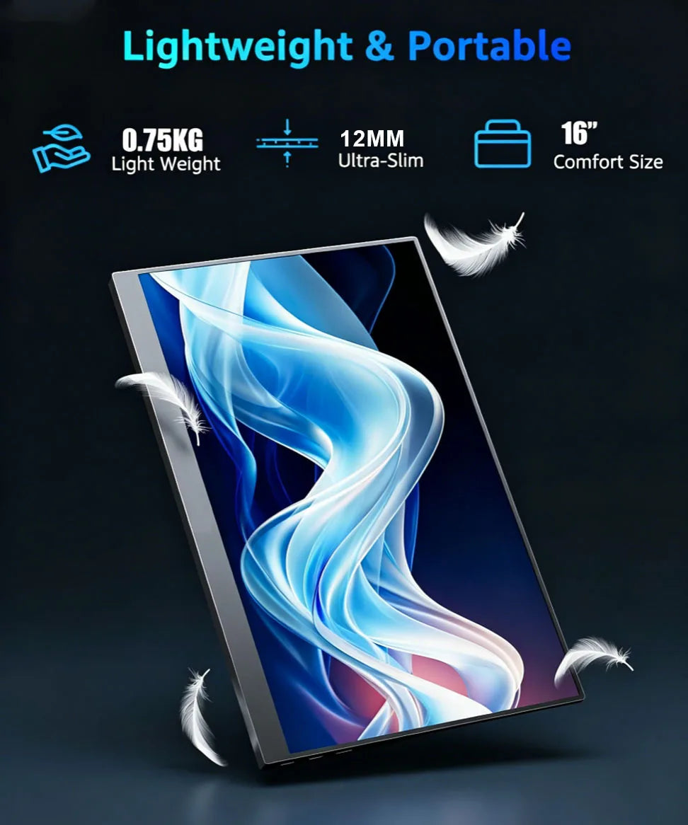 16inch Touch Portable Monitor 1920*1200P FHD IPS Screen 100%sRGB 300Nits HDR Display for Laptop/PC/Phone/Dex/PS4/PS5/SWITCH
